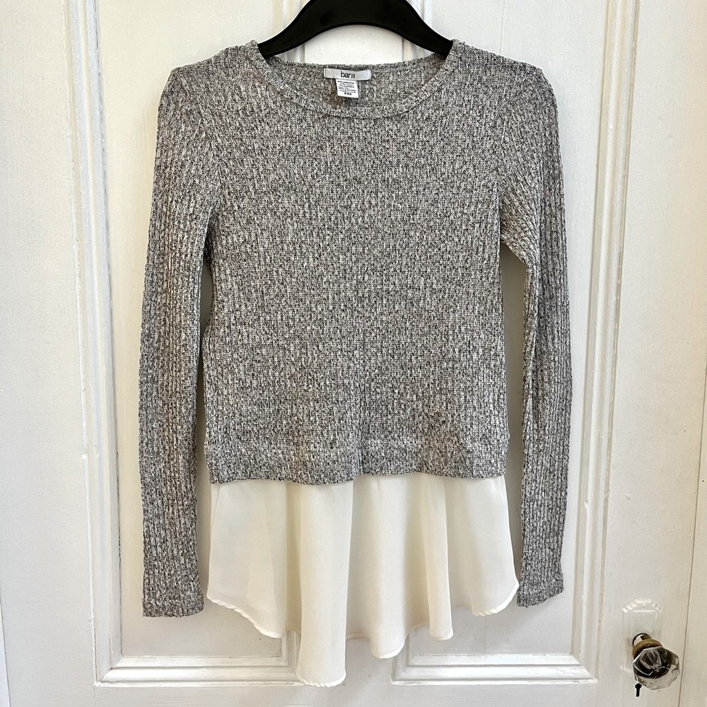 Bar lll Mixed Media Long Sleeve Top